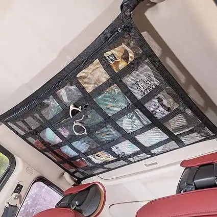 SUV Car Ceiling Cargo Net Pocket,35.4"x23.6" Double-Layer Mesh Car Roof Storage Organizer
