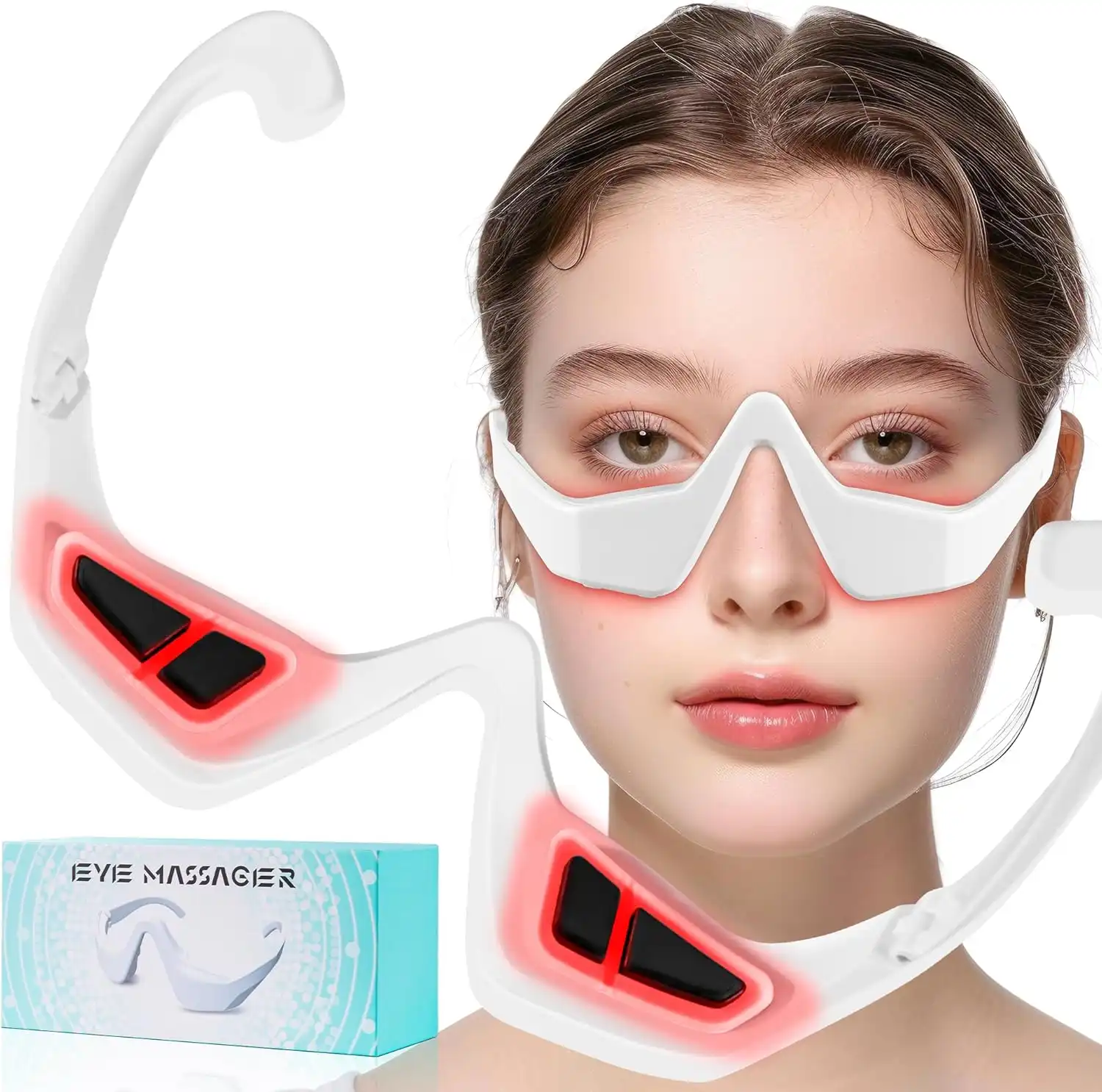 Under Eye Red Light Therapy Glasses, Red Light Therapy Device Microcurrent Eye Massager